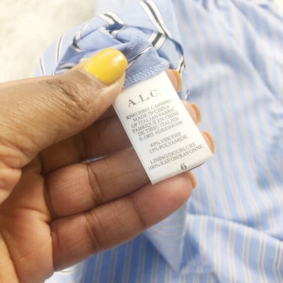 A.L.C Women's Cabrera One Shoulder Striped Blue Dress Size 6 NEW - Picture 5 of 6